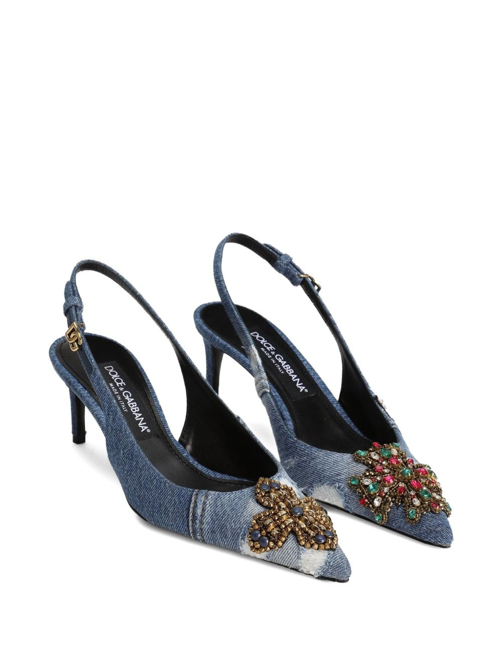 60mm embellished denim pumps - 2