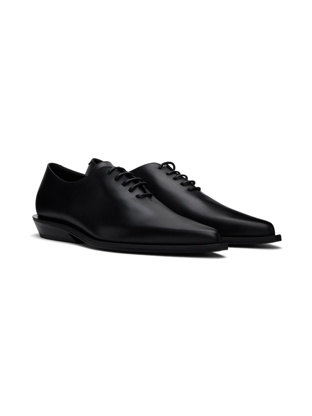 Black Mika Pointy Micro Heel Oxfords - 4