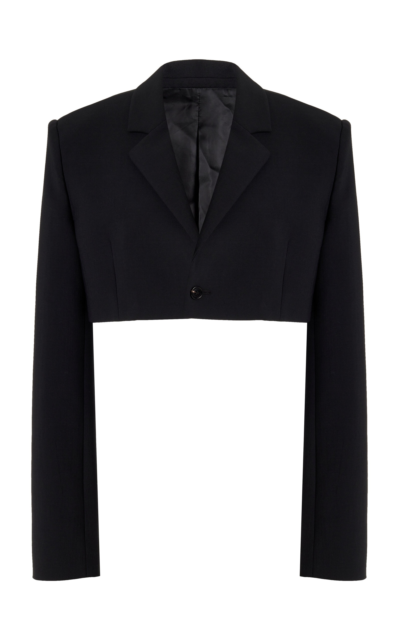 Cropped Wool-Blend Blazer black - 1