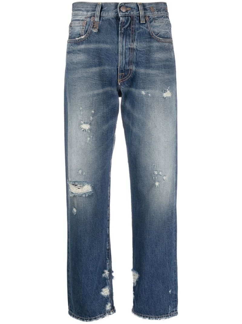 distressed high-waist jeans - 1