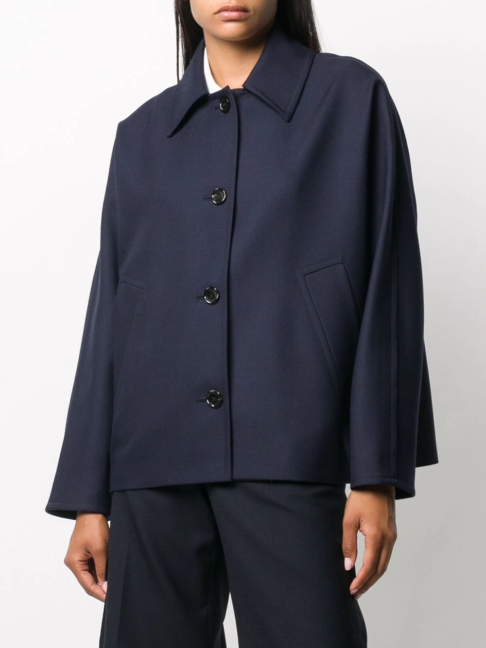 pleat-detail wool jacket - 4