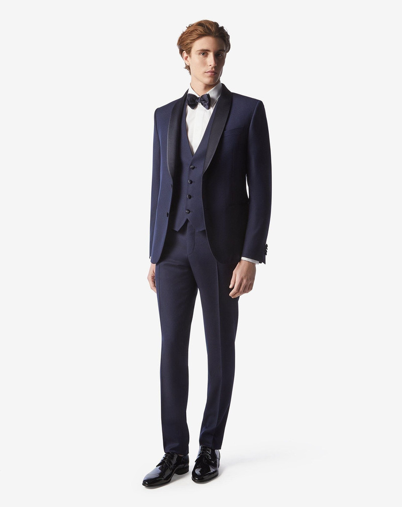 CORNELIANI Navy blue S120's wool sablé tuxedo outlook