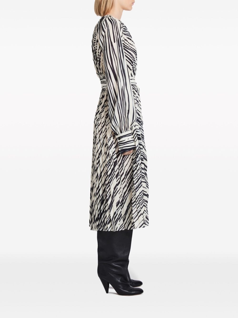Carol stripe-print pleated dress - 3