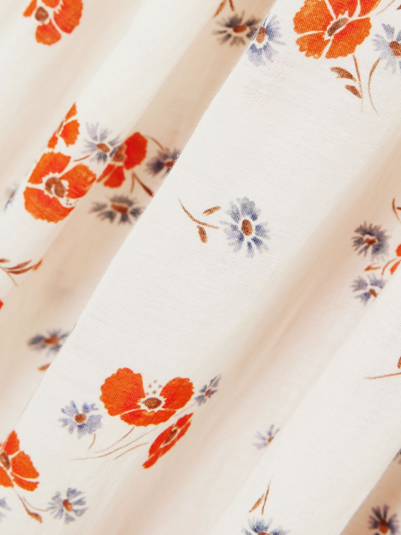 Ischia shirred floral-print organic cotton-blend voile midi dress White - 4
