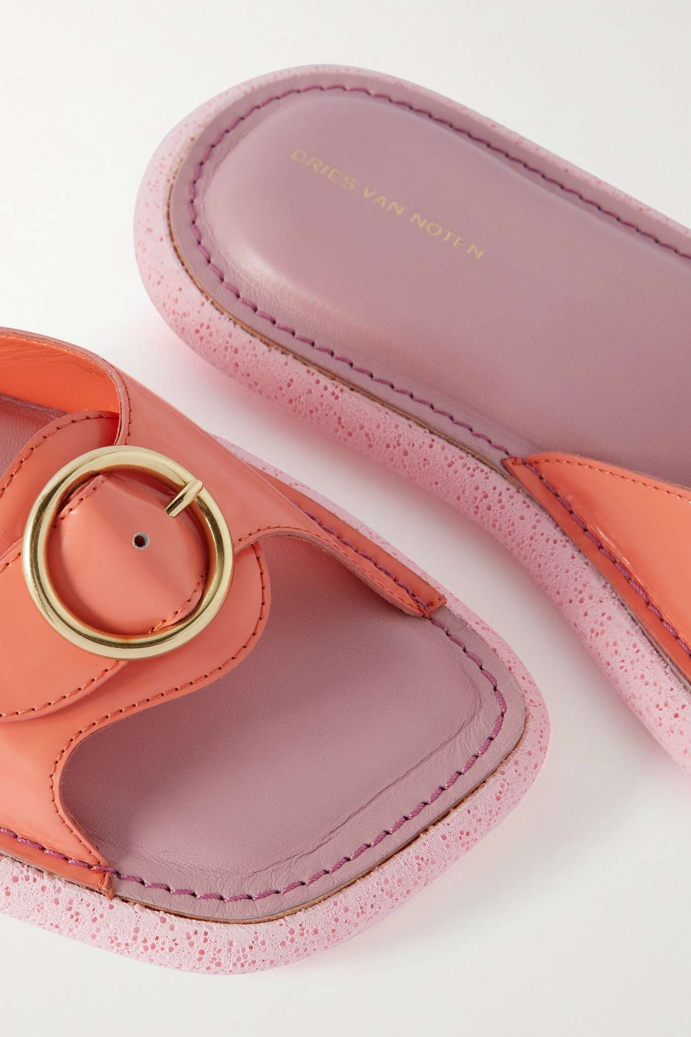 Buckled leather slides - 4