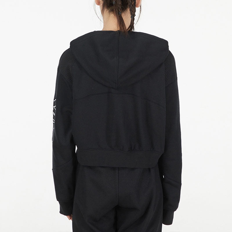 (WMNS) Nike Casual Sports Short Knit Hooded Jacket Black DM6064-010 - 5