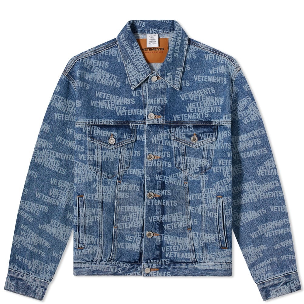 VETEMENTS All Over Logo Denim Jacket - 1