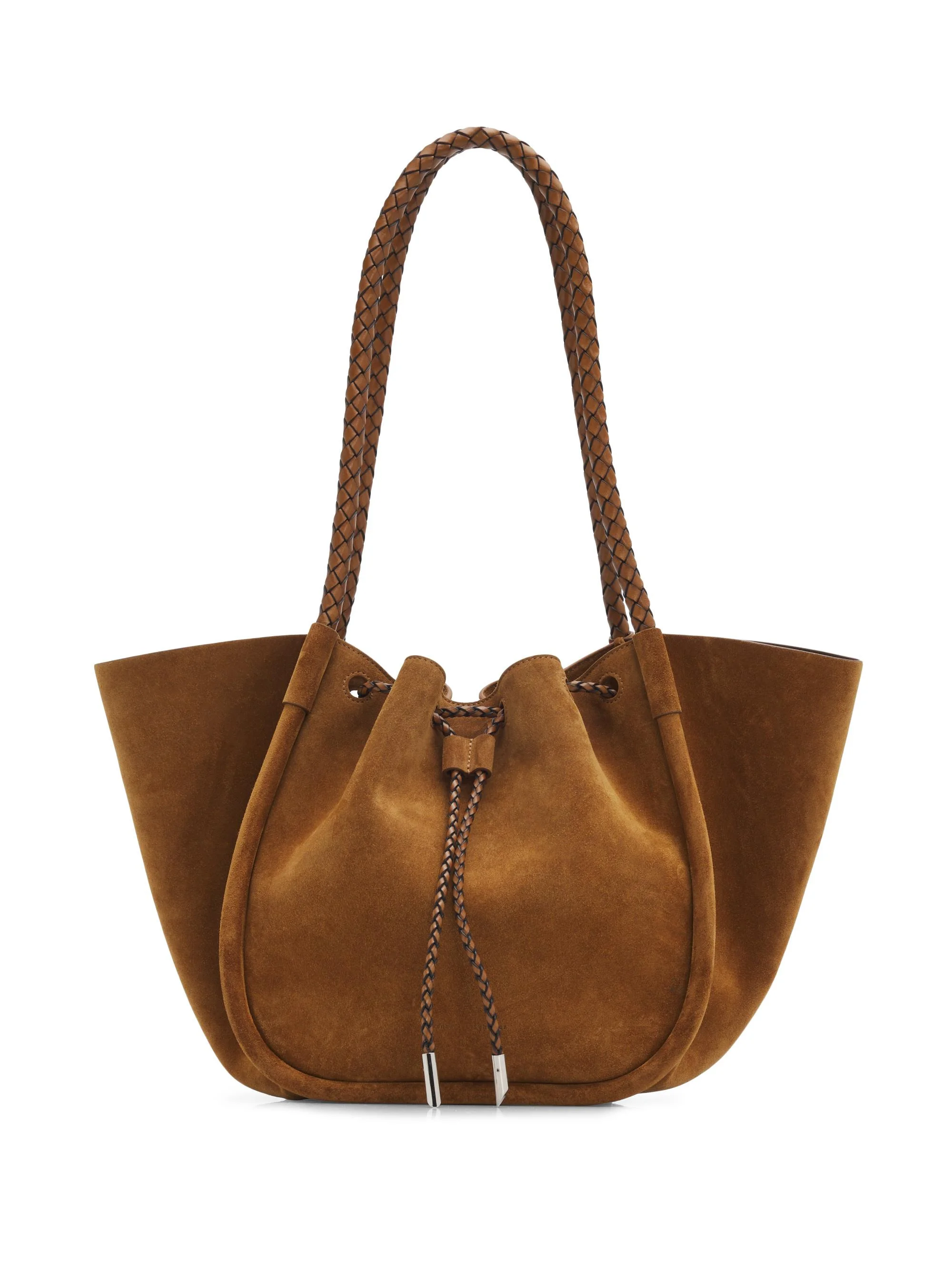 Women's Braided Large Suede Tote Bag - Hazelnut - 1