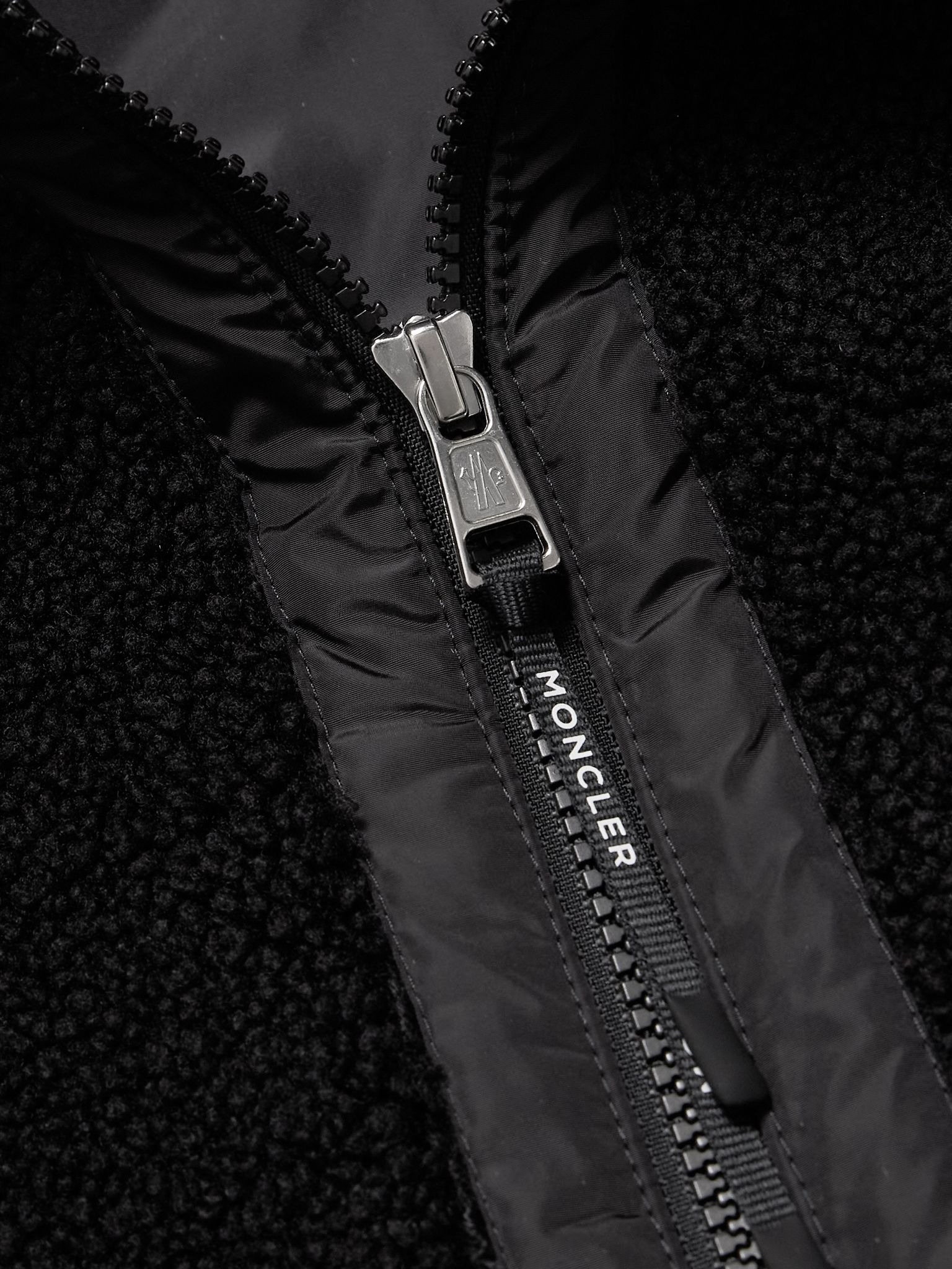 Logo-Appliquéd Nylon-Trimmed Fleece Jacket Black - 5