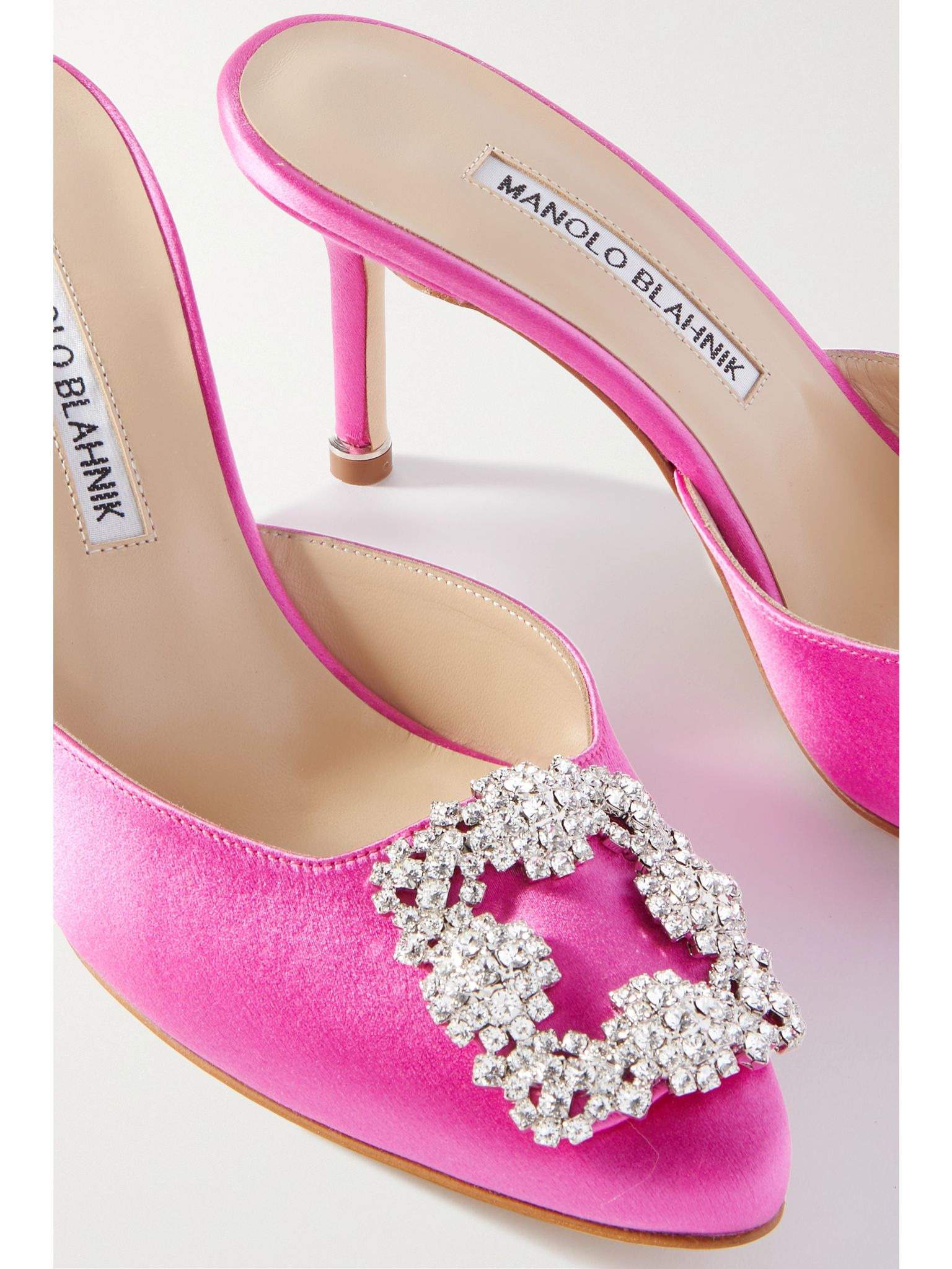 Hangisimu 70 crystal-embellished satin mules Pink - 4