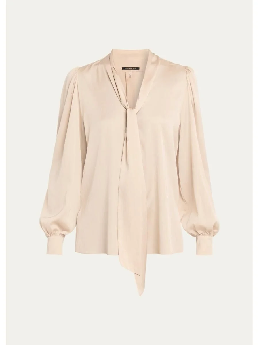 Selena Stretch-Silk Tieneck Blouse - 1
