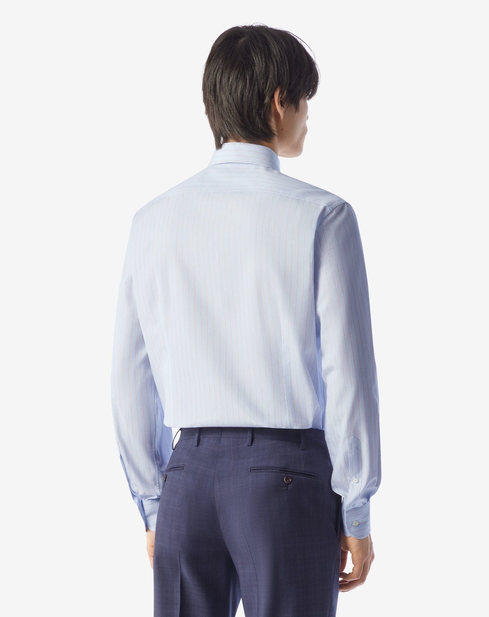 Cotton shirt with light blue and brown stripes - 3