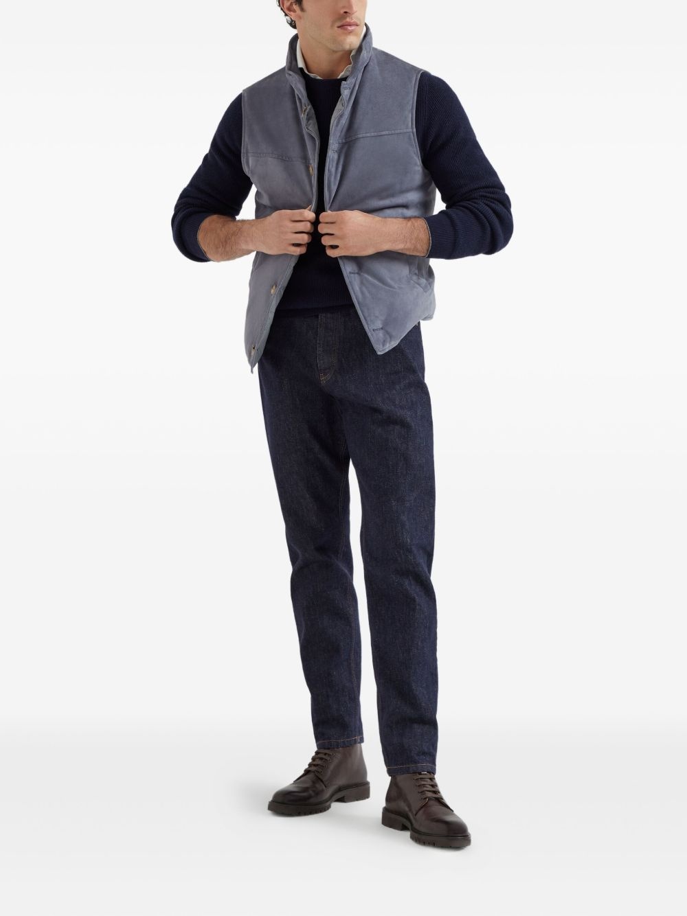 suede buttoned vest - 2