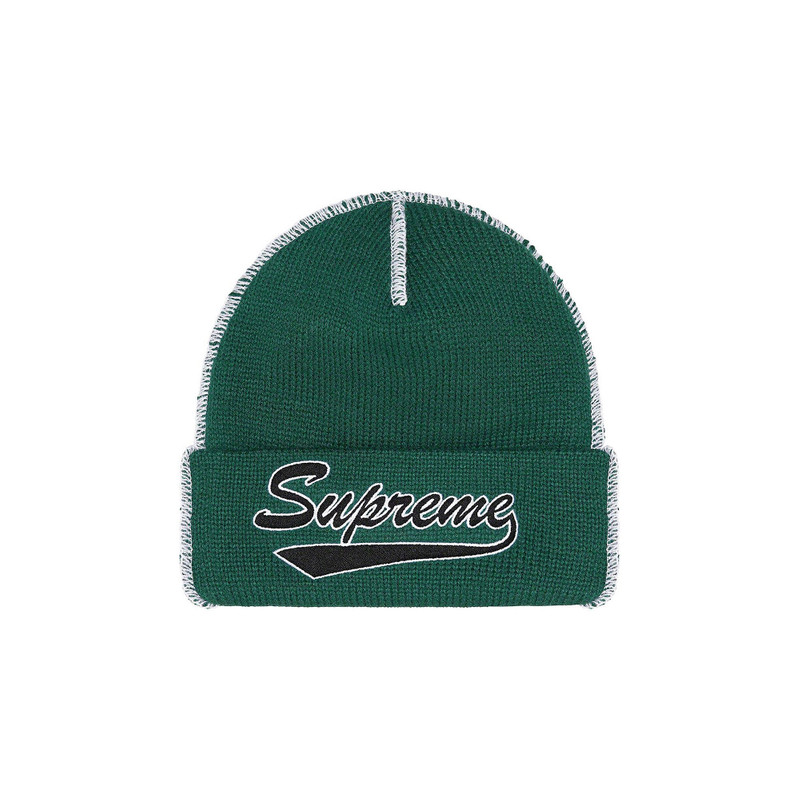 Supreme Contrast Stitch Beanie 'Dark Pine' - 1