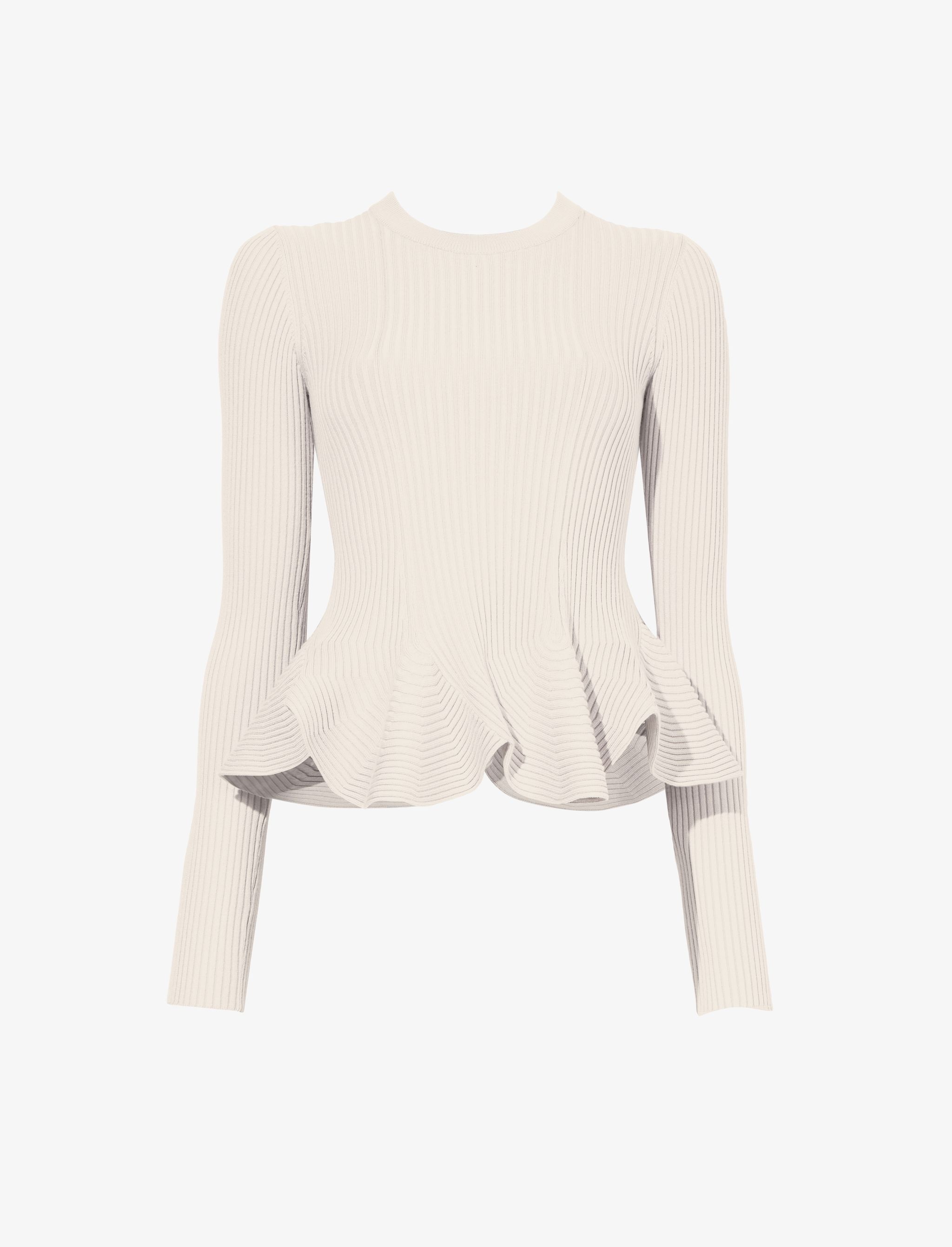 Fluted Rib Knit Peplum Sweater - 1