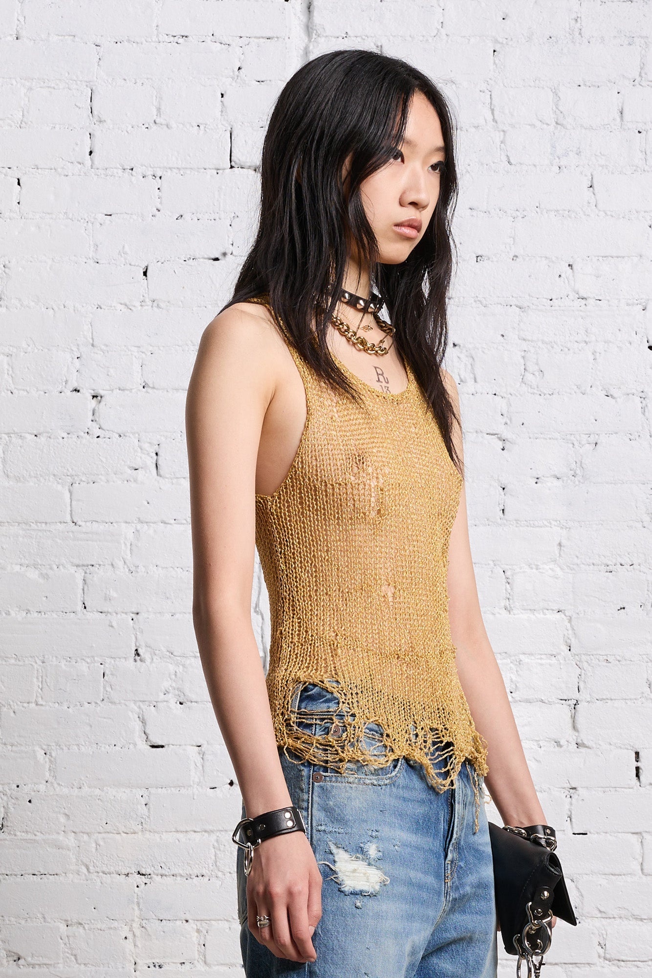 THREADBARE TANK TOP - GOLD - 5