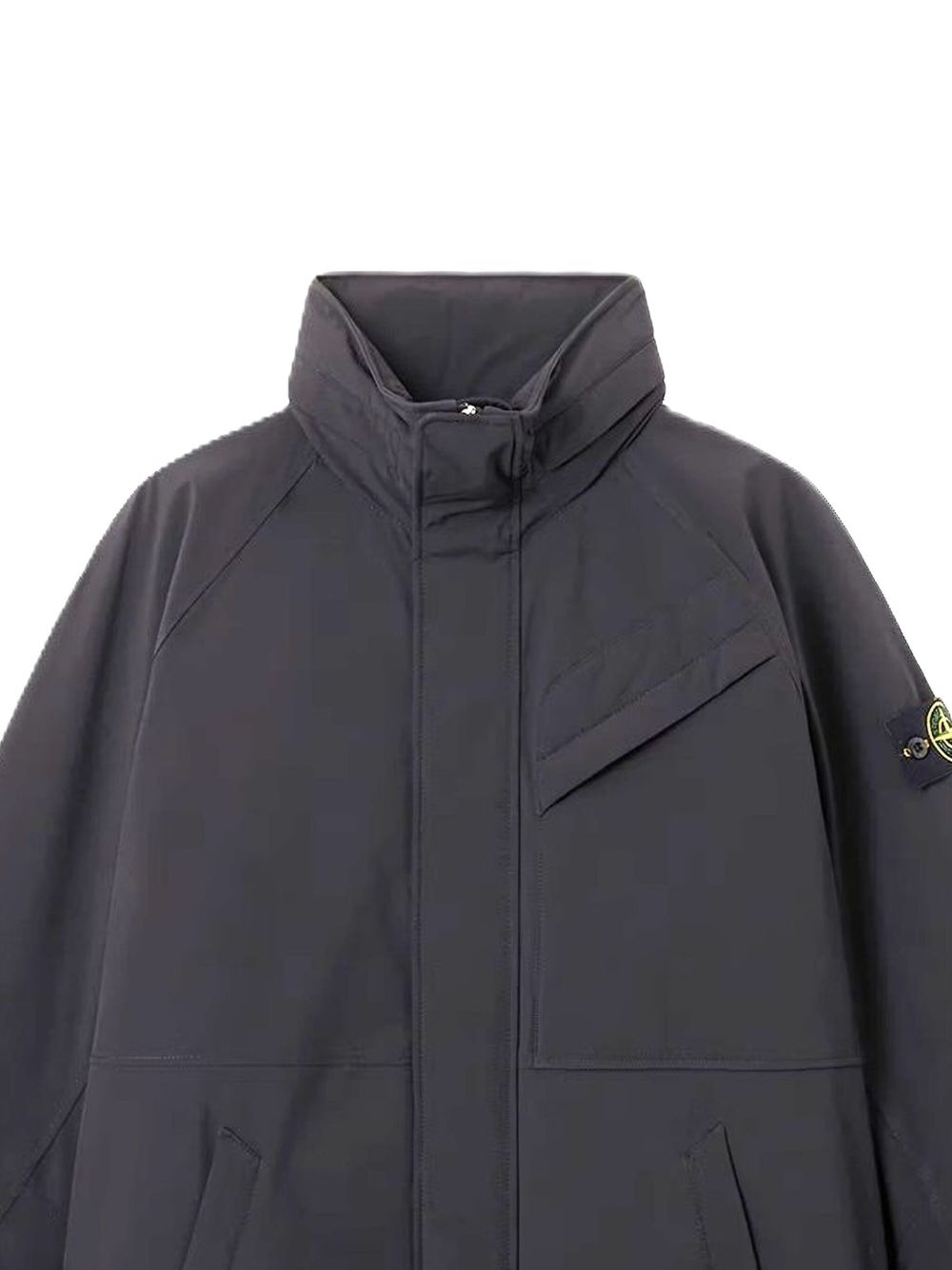 high-neck patch-pocket coat - 2