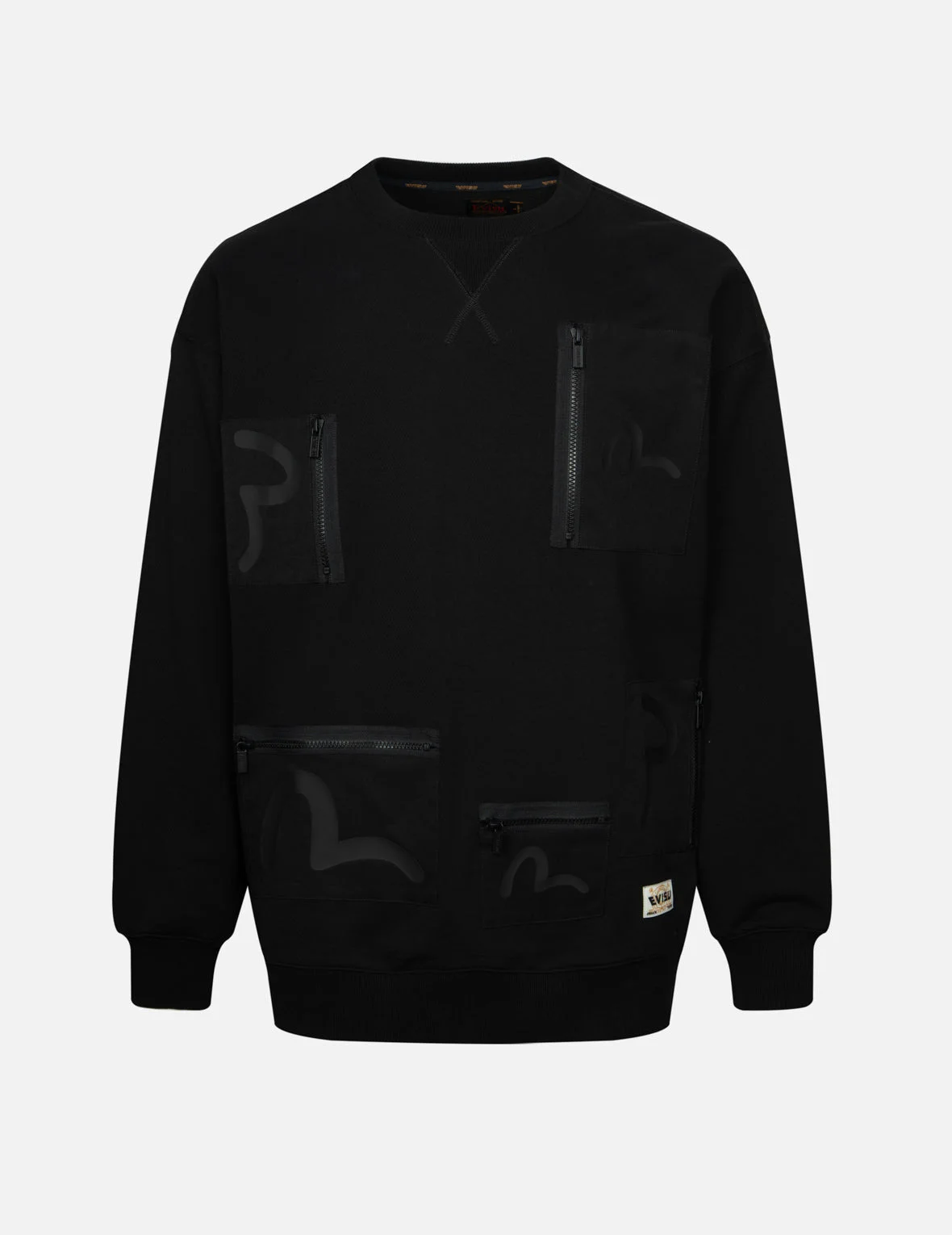 MULTI-POCKETS WITH SEAGULL PRINT LOOSE FIT SWEATSHIRT - 1