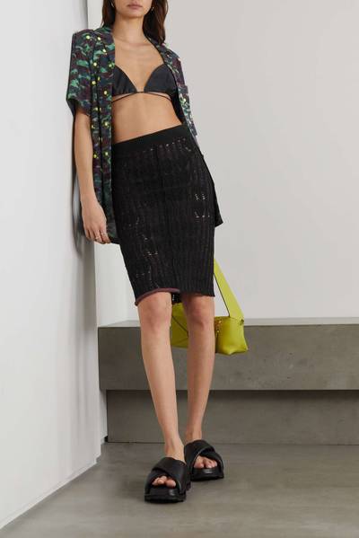 Acne Studios Crochet-knit cotton-blend midi skirt outlook