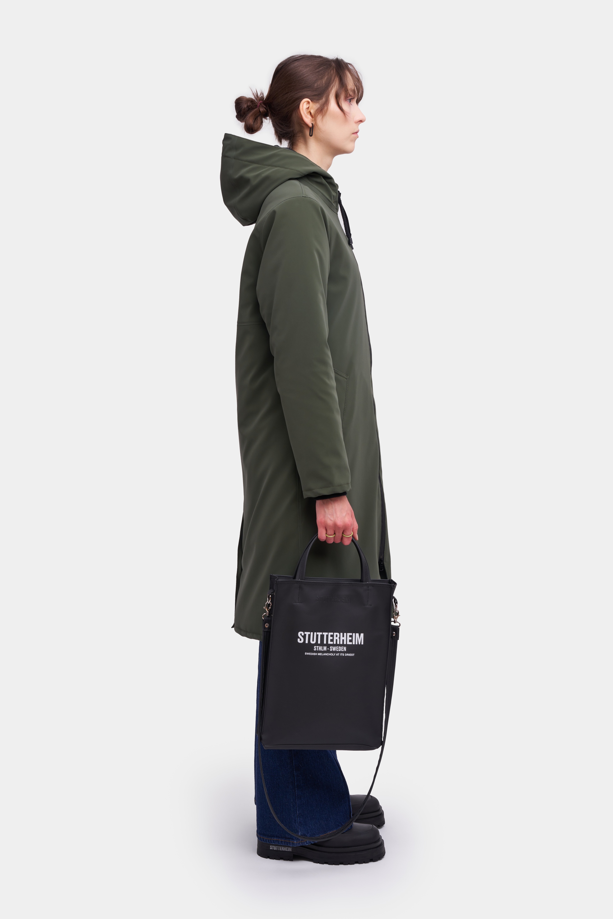 Stockholm Long Winter Suede Jacket Dark Green - 3