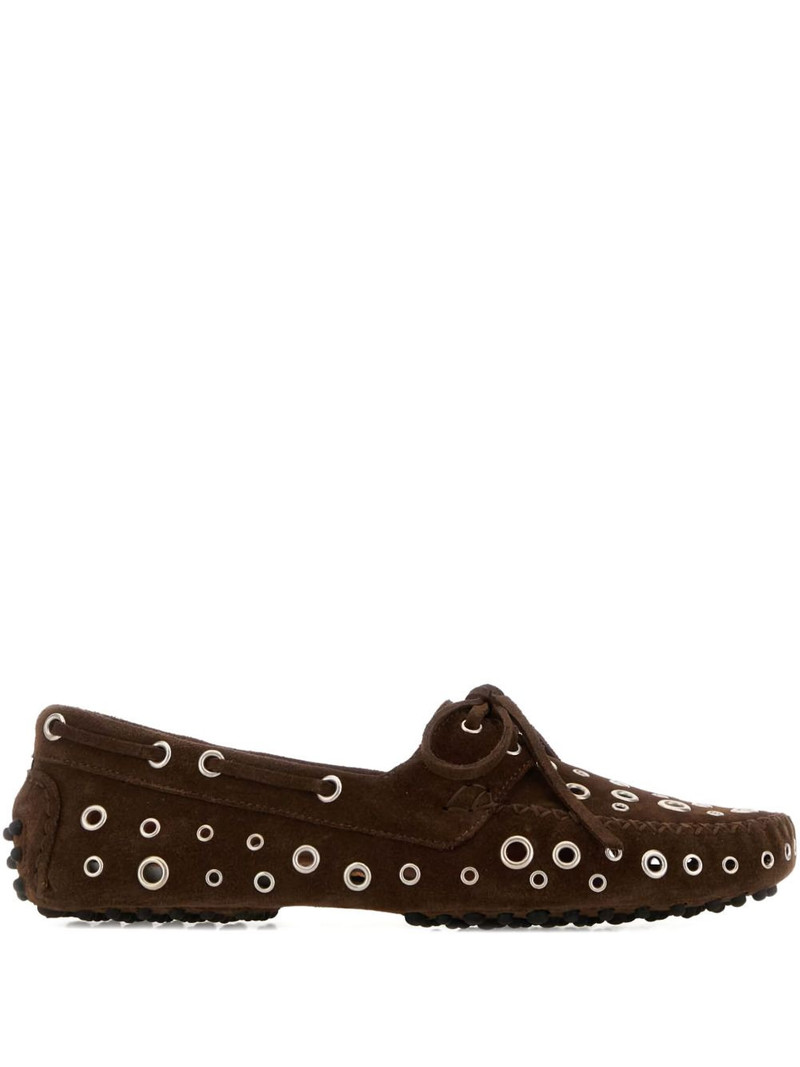 Car eyelets suede loafers 1