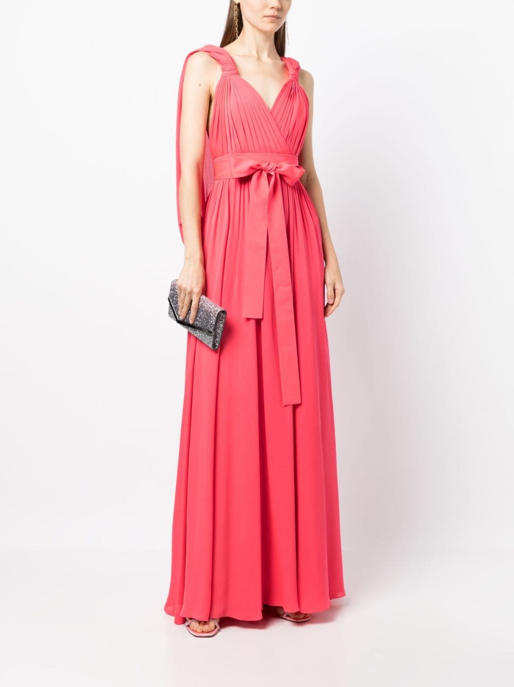 bow-detail double georgette gown - 2