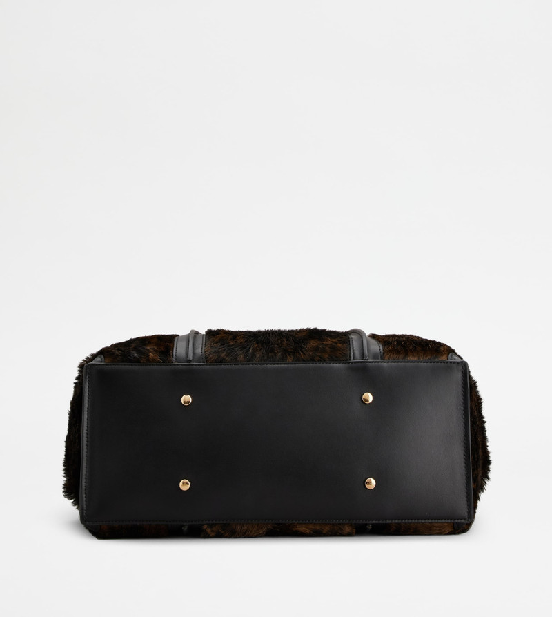 T TIMELESS SHOPPING BAG IN PONY EFFECT LEATHER MEDIUM - BLACK, BROWN 3