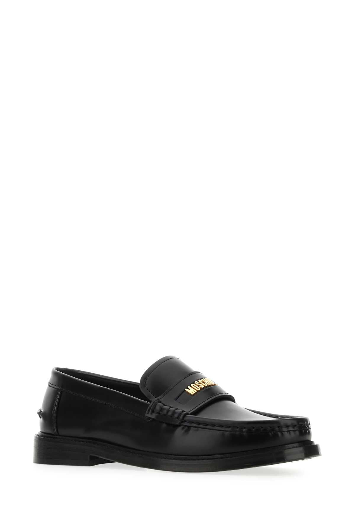 Moschino Women Black Leather Loafers - 2