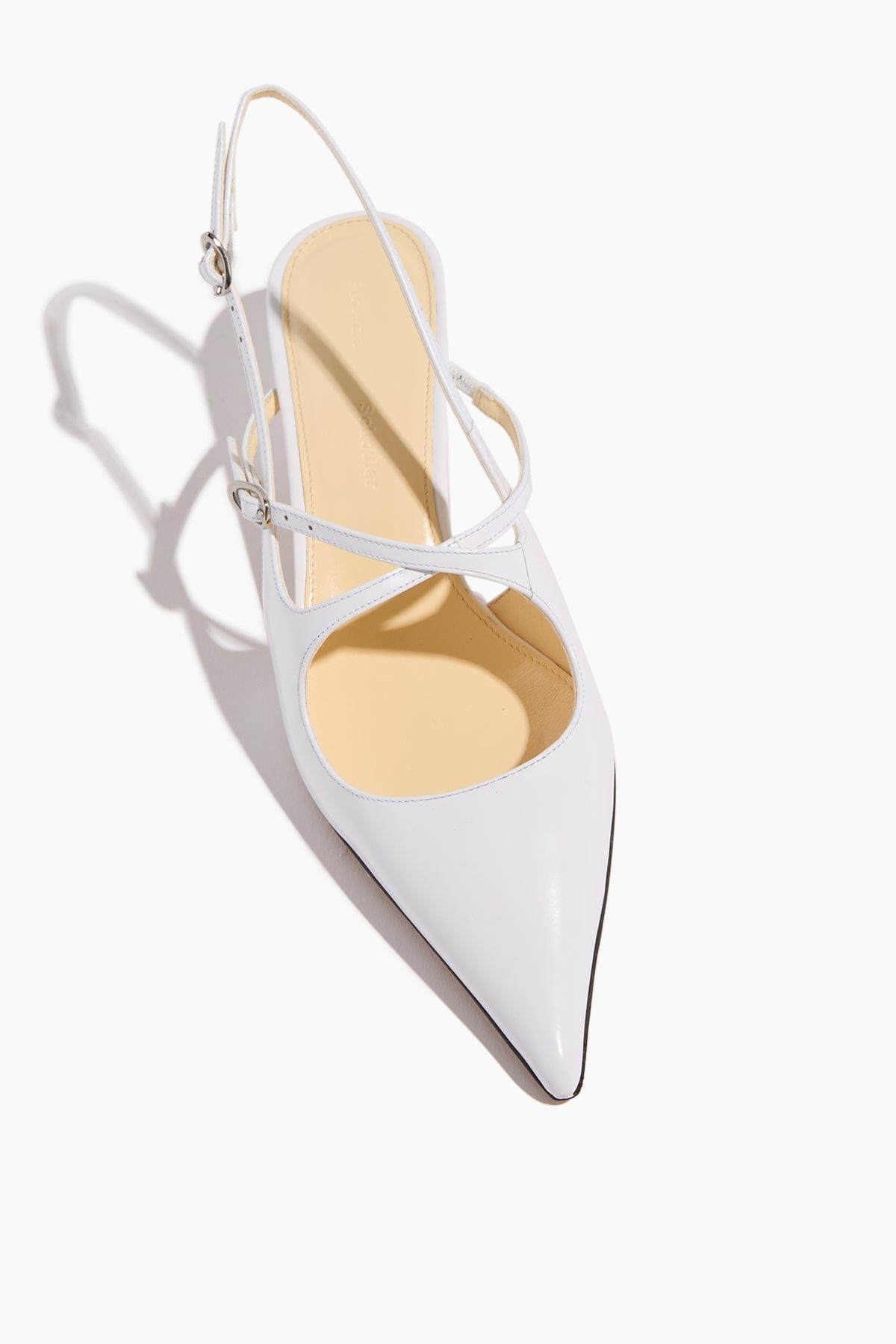 Slash Crossover Slingback Pumps in White - 4