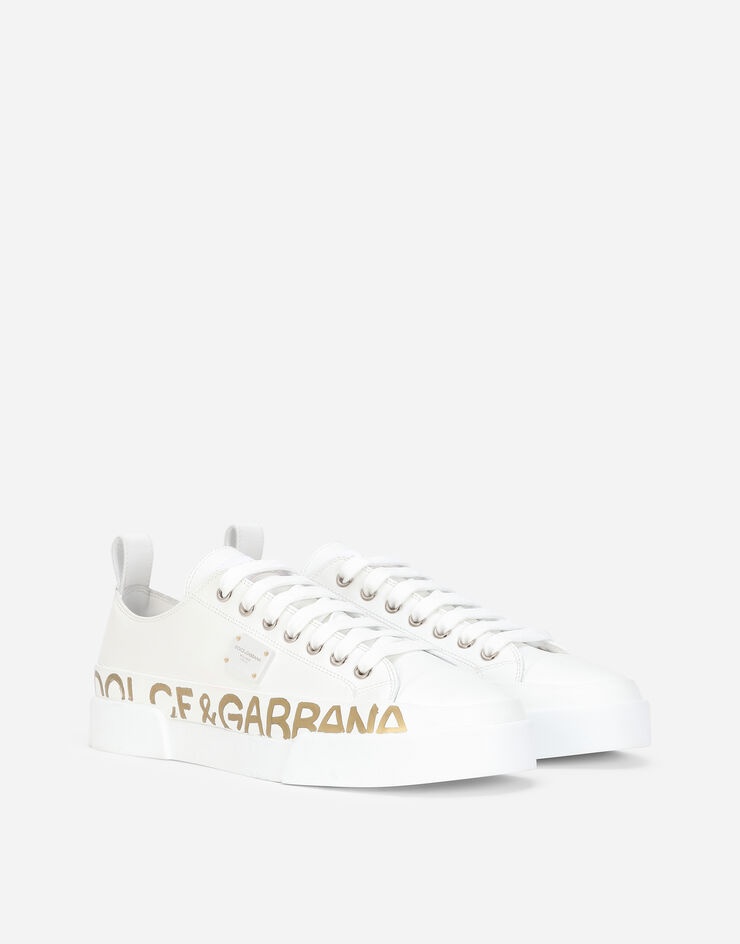 Calfskin Portofino light sneakers with logo-detailed plate and logo print - 2