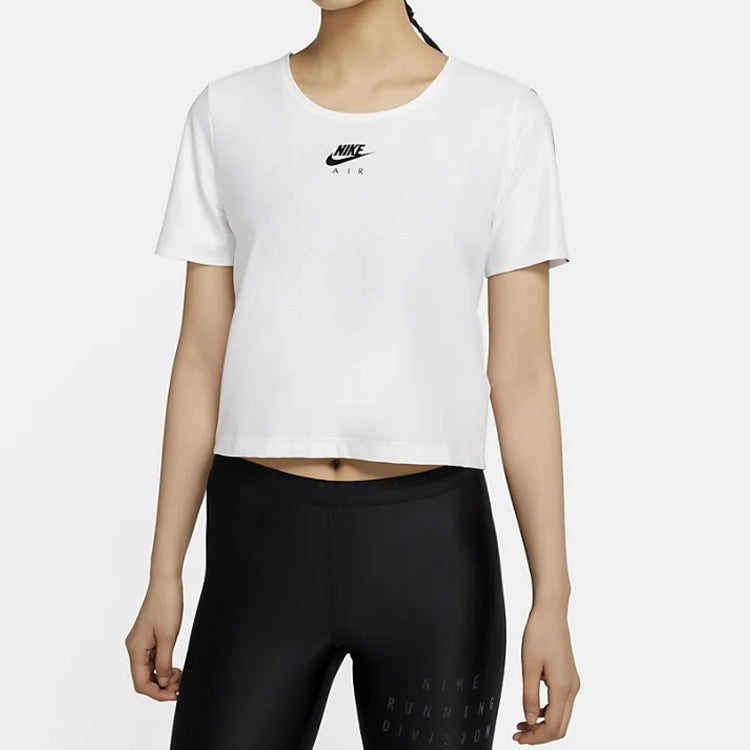 (WMNS) Nike Air Dri-FIT Quick Dry Casual Sports Running Short Sleeve 'White' CU3059-100 - 4