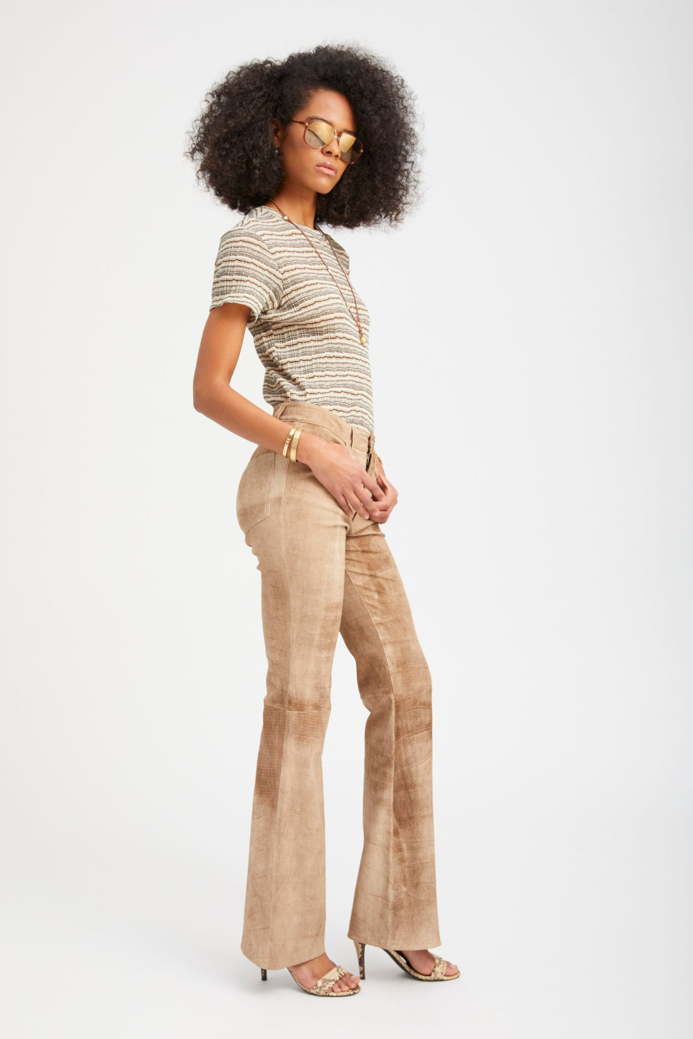 SEPIA SUEDE 5 POCKET MICRO FLARE PANTS - 3