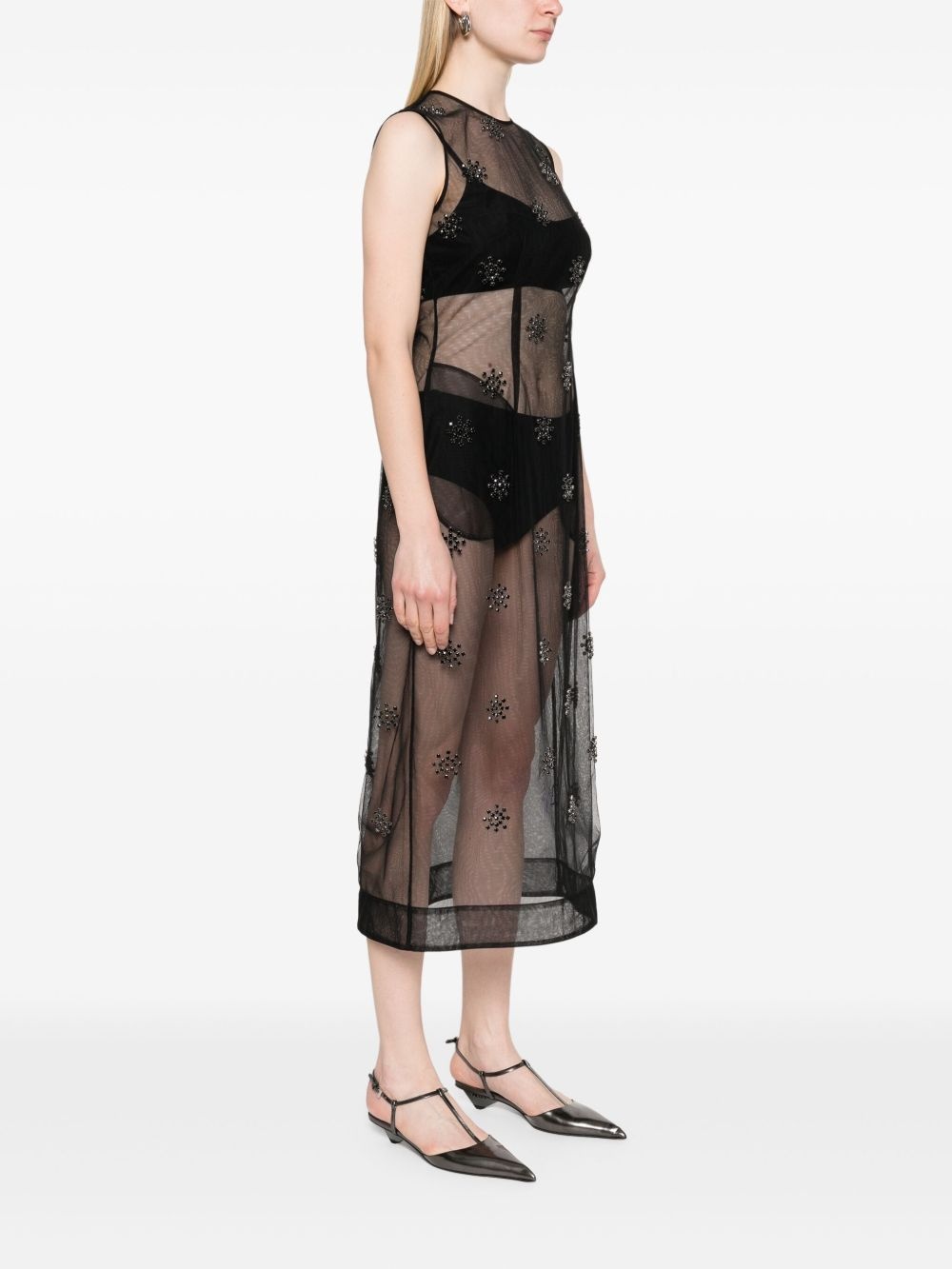 crystal embellishment midi dress - 3