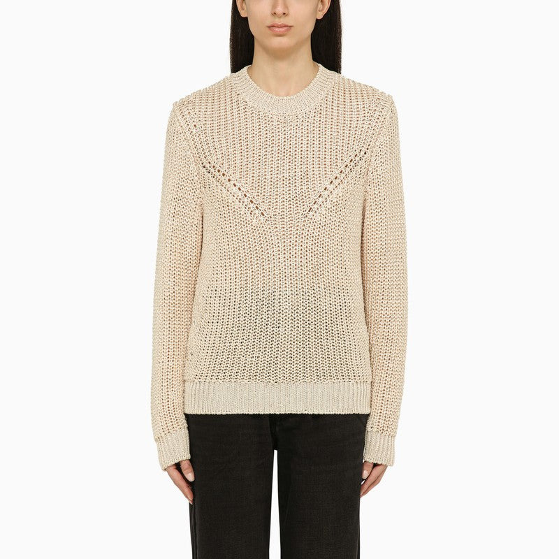 RECYCLED POLYESTER ECRU CREW-NECK JUMPER - 1