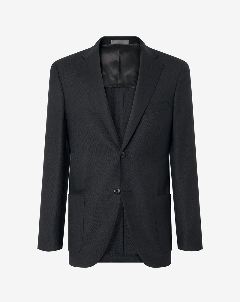 Black pure wool hopsack jacket 1