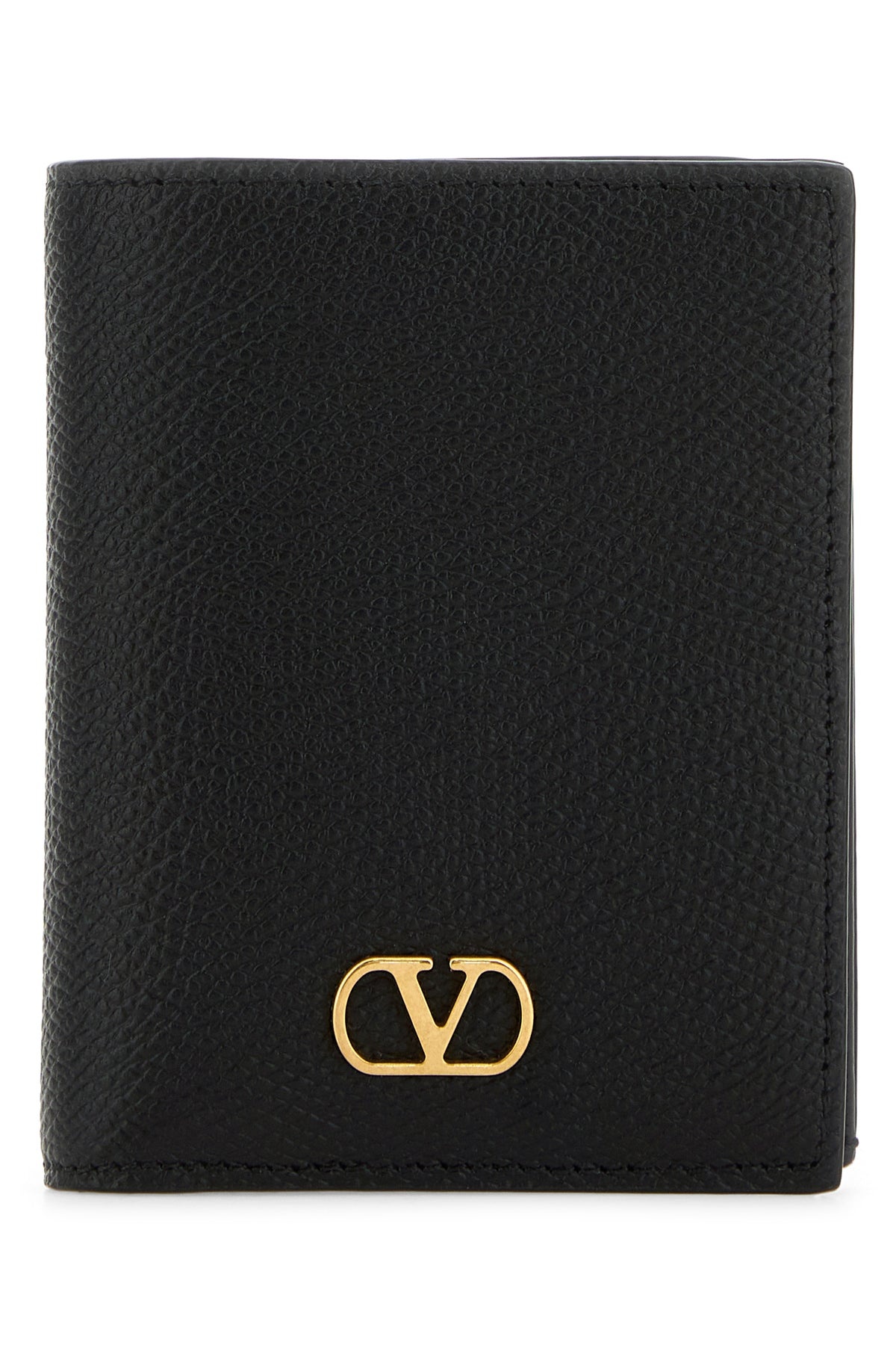 Black leather VLogo wallet - 1