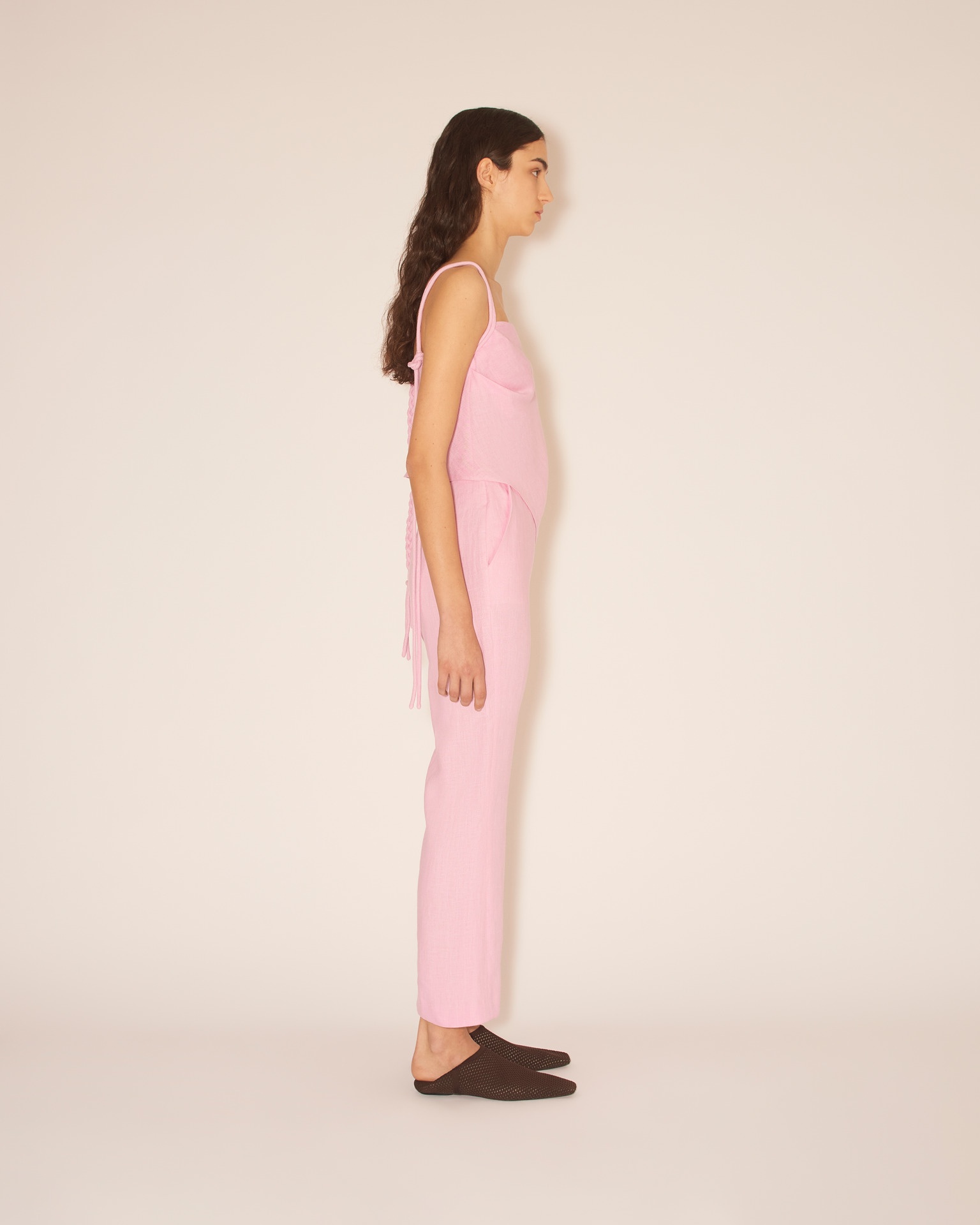 BEATA - Slim leg cropped kick flare trouser - Hot pink - 2