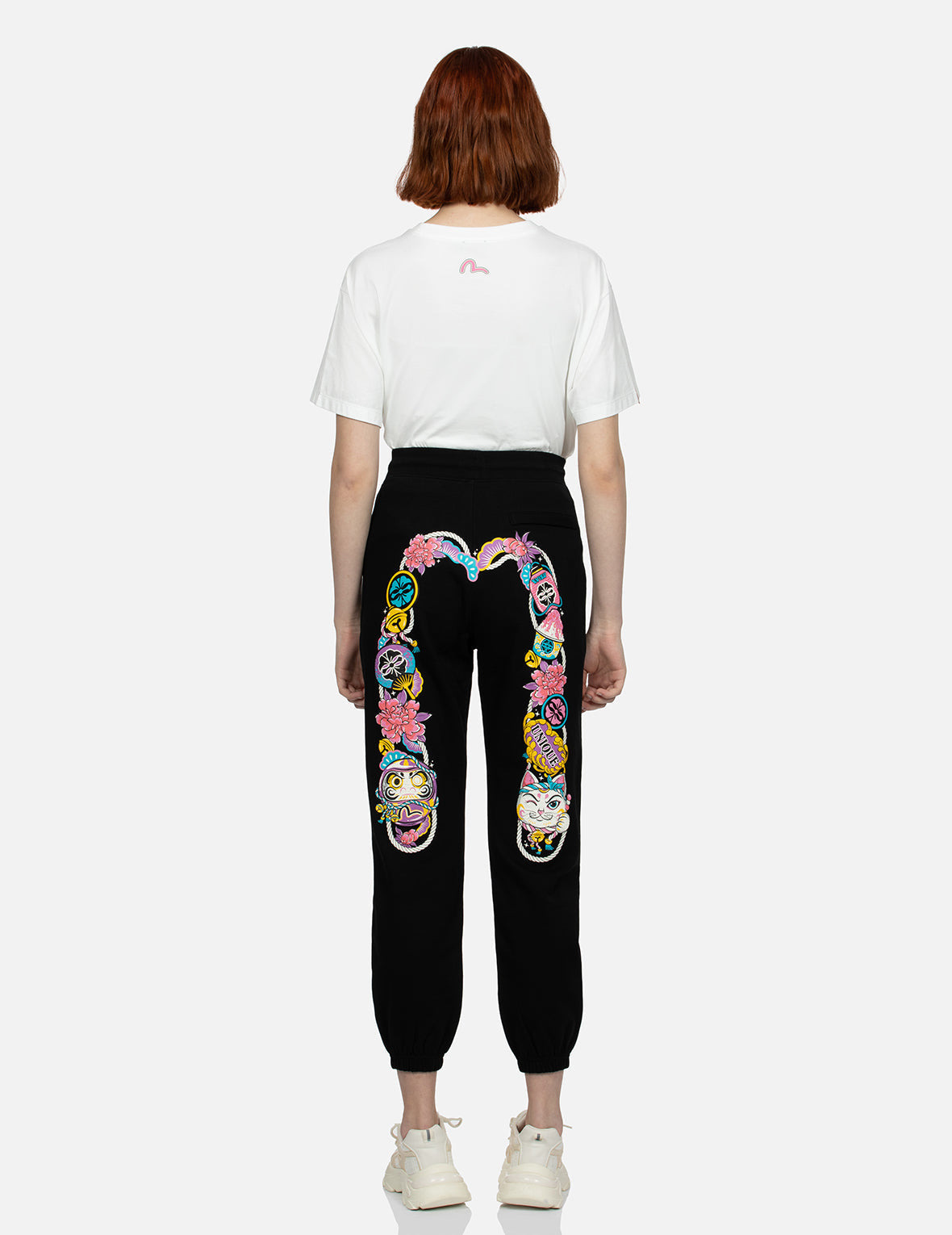 DARUMA AND FORTUNE CAT PRINT DAICOCK LOOSE FIT SWEATPANTS - 5