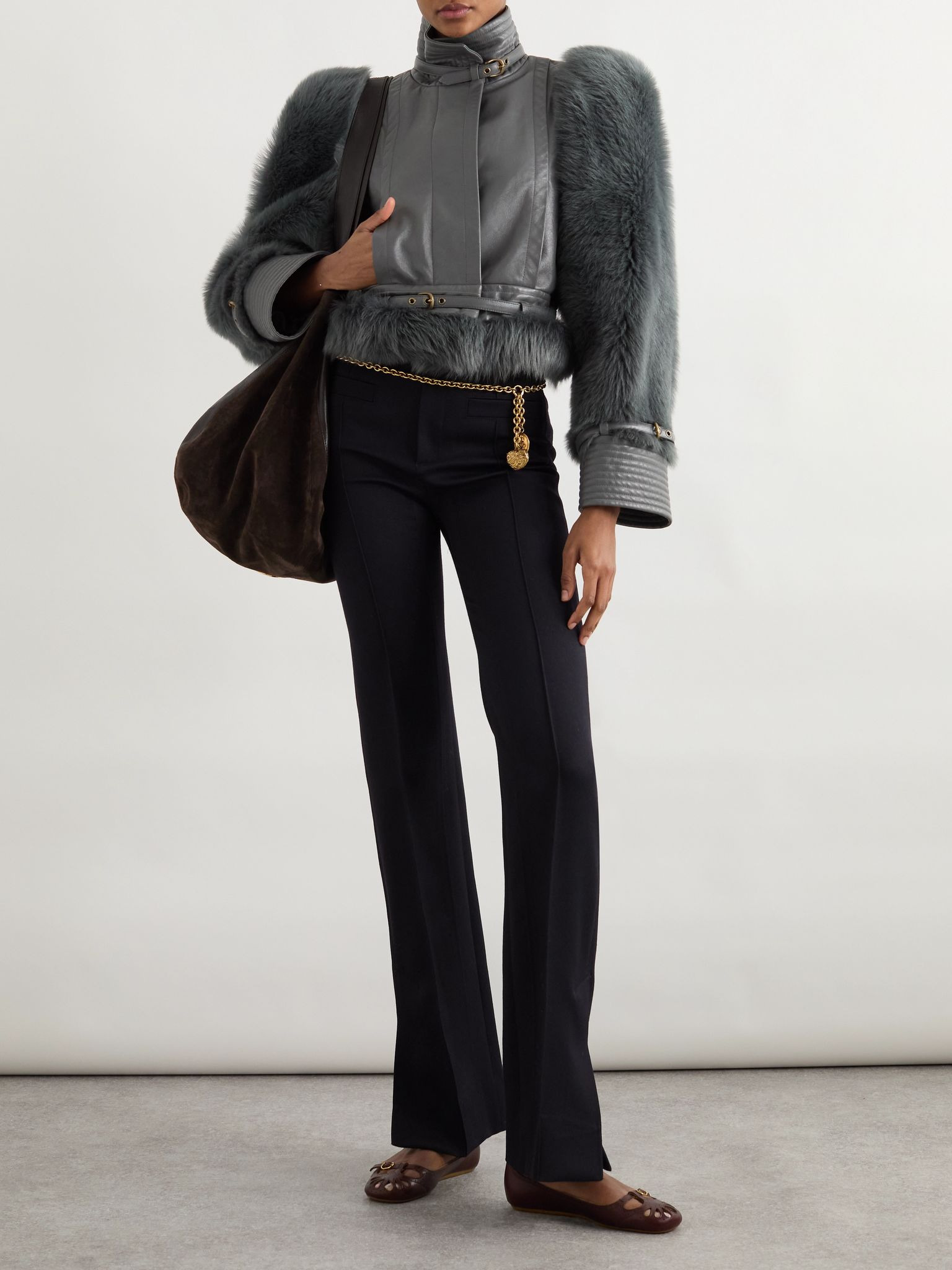 Wool-gabardine slim-leg pants Navy - 2