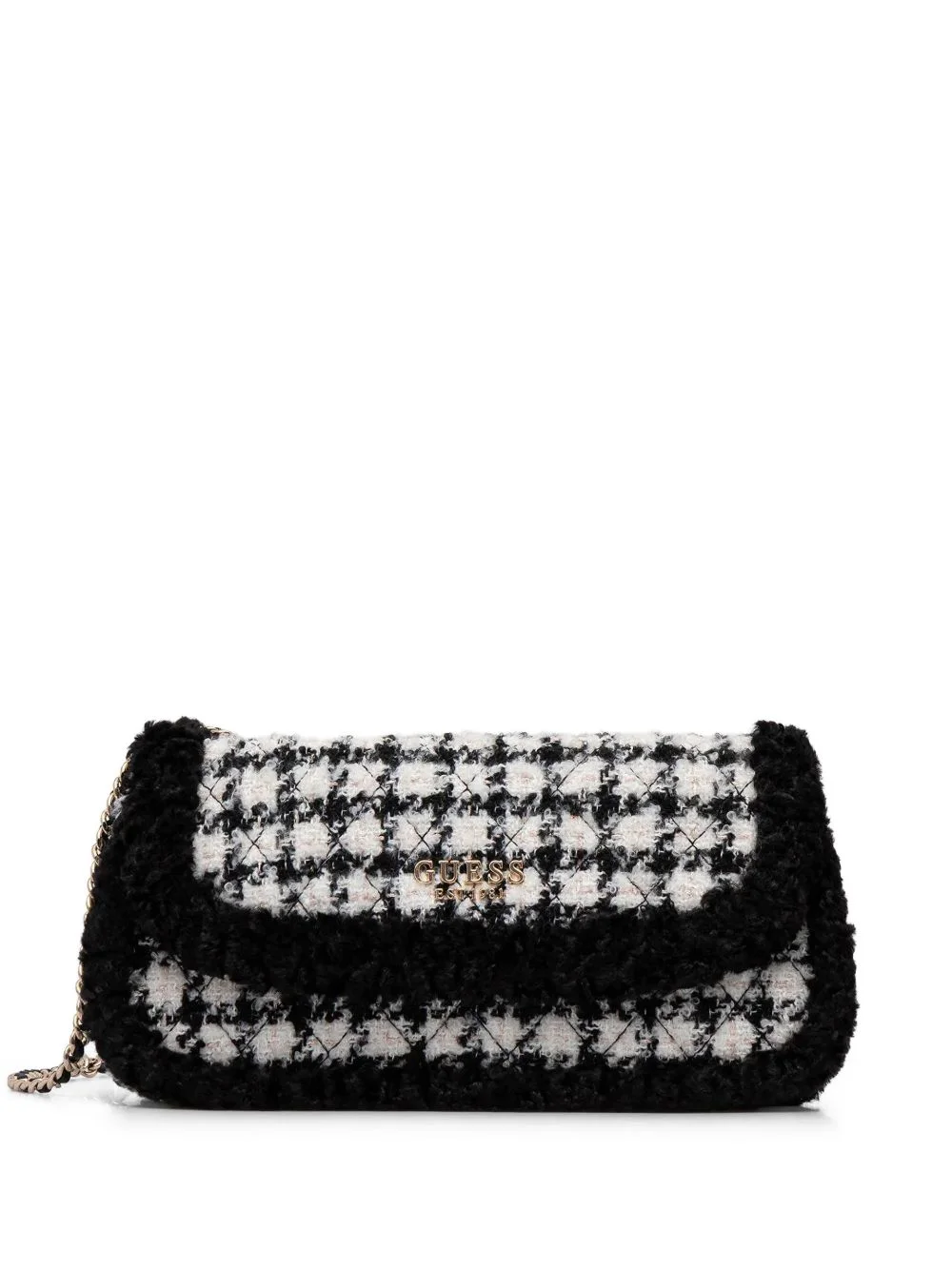 quilted houndstooth chain cross body bag - 1