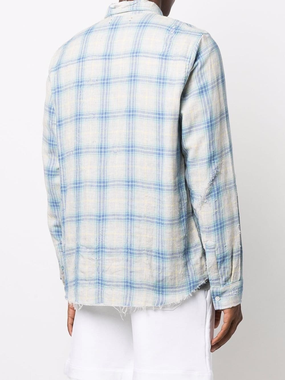 distressed check longsleeved shirt - 4