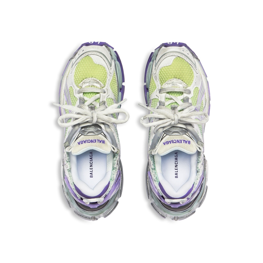 Women's Runner Gradient Sneaker  in White/grey/purple/neon Yellow - 6