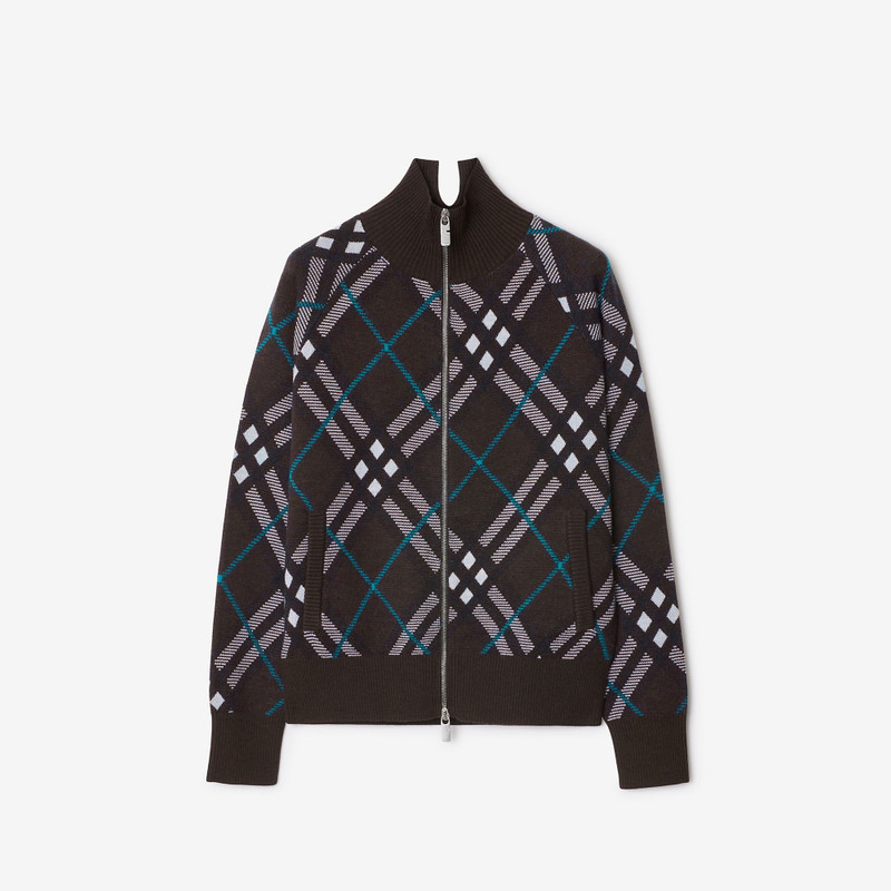 Check Wool Blend Track Jacket - 1