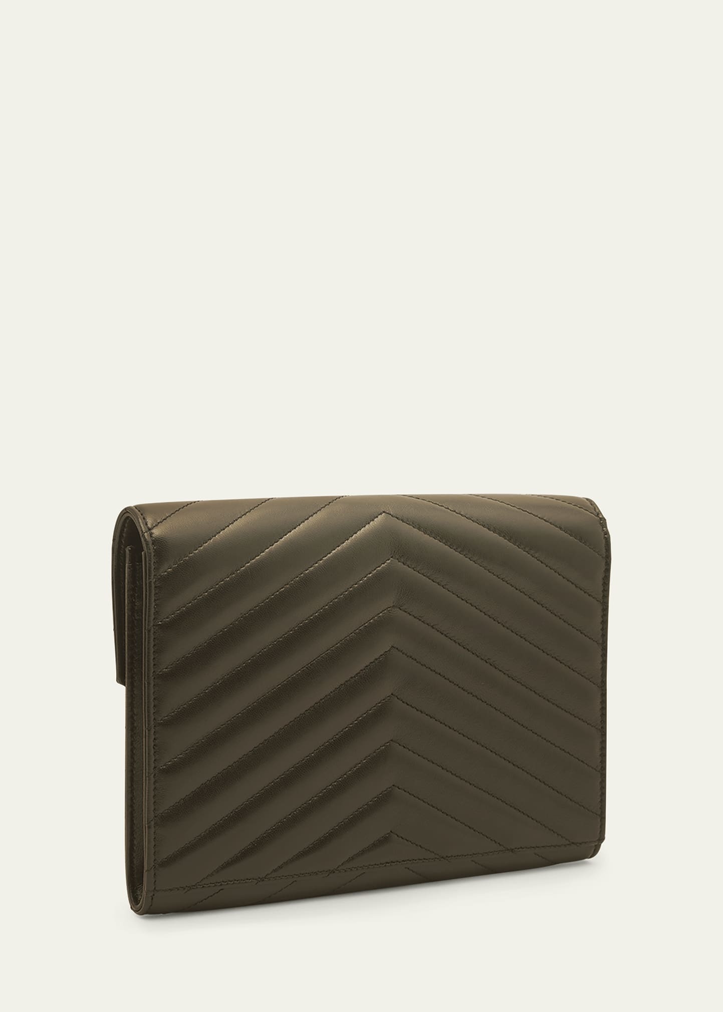 YSL Flap Quilted Leather Clutch Bag - 3