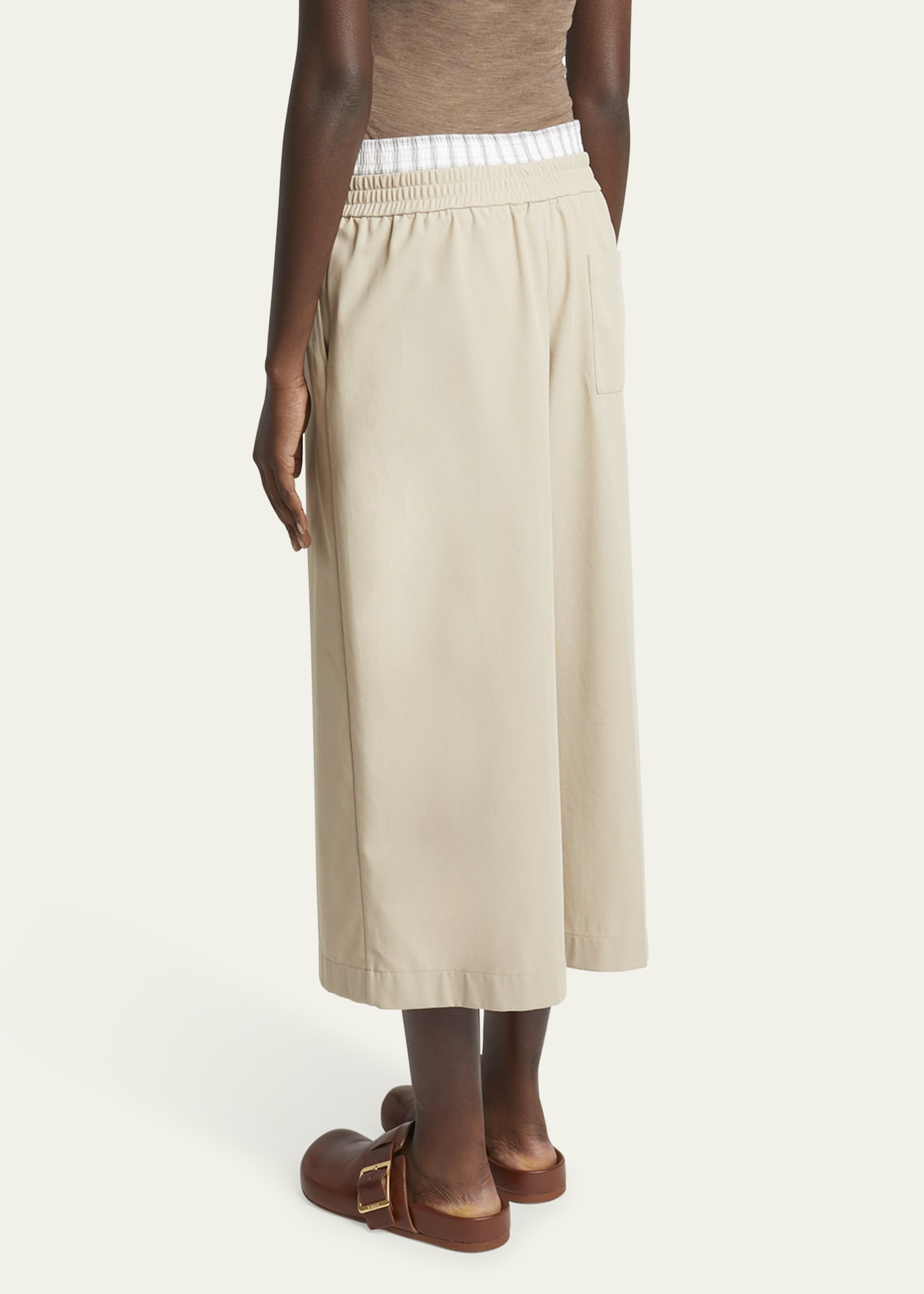 Cropped Double Waistband Trousers - 3