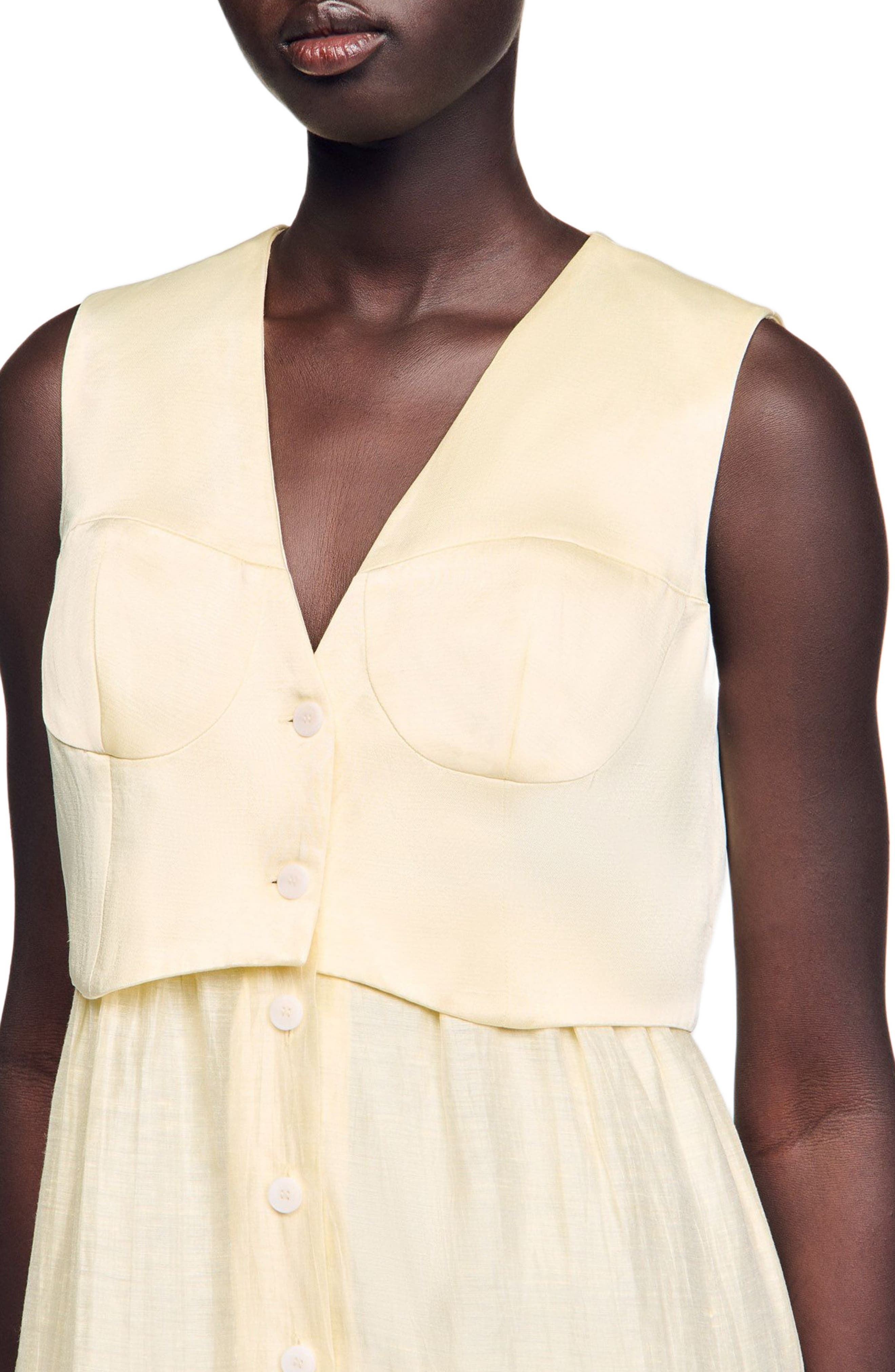 SANDRO Linen maxi dress in Light Yellow at Nordstrom - 4