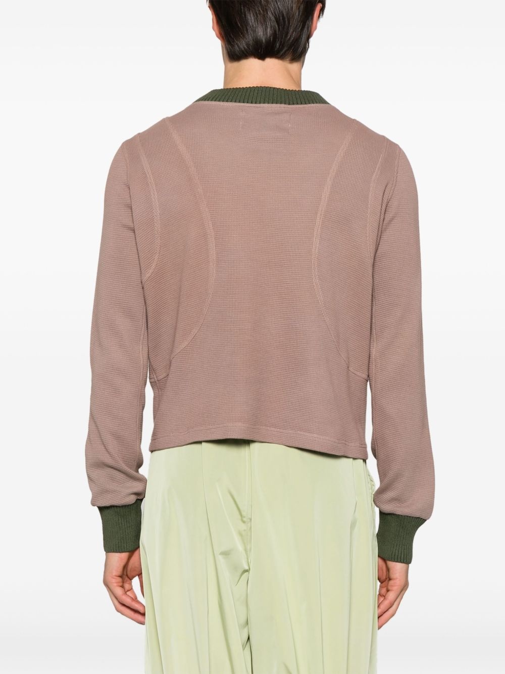 panelled waffle sweatshirt - 4