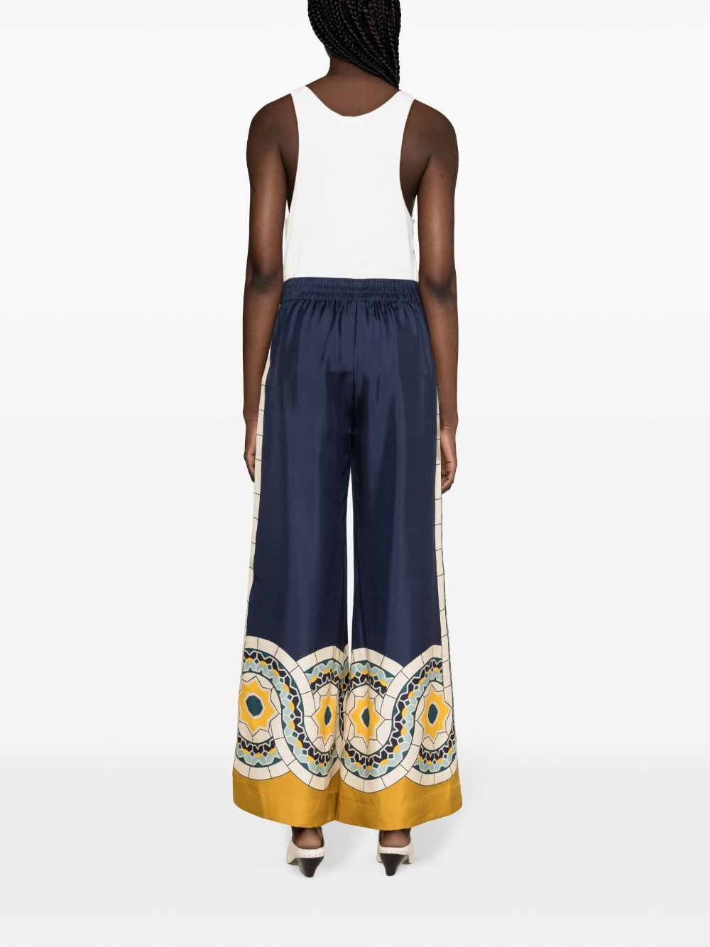 high-waist silk palazzo trousers - 4