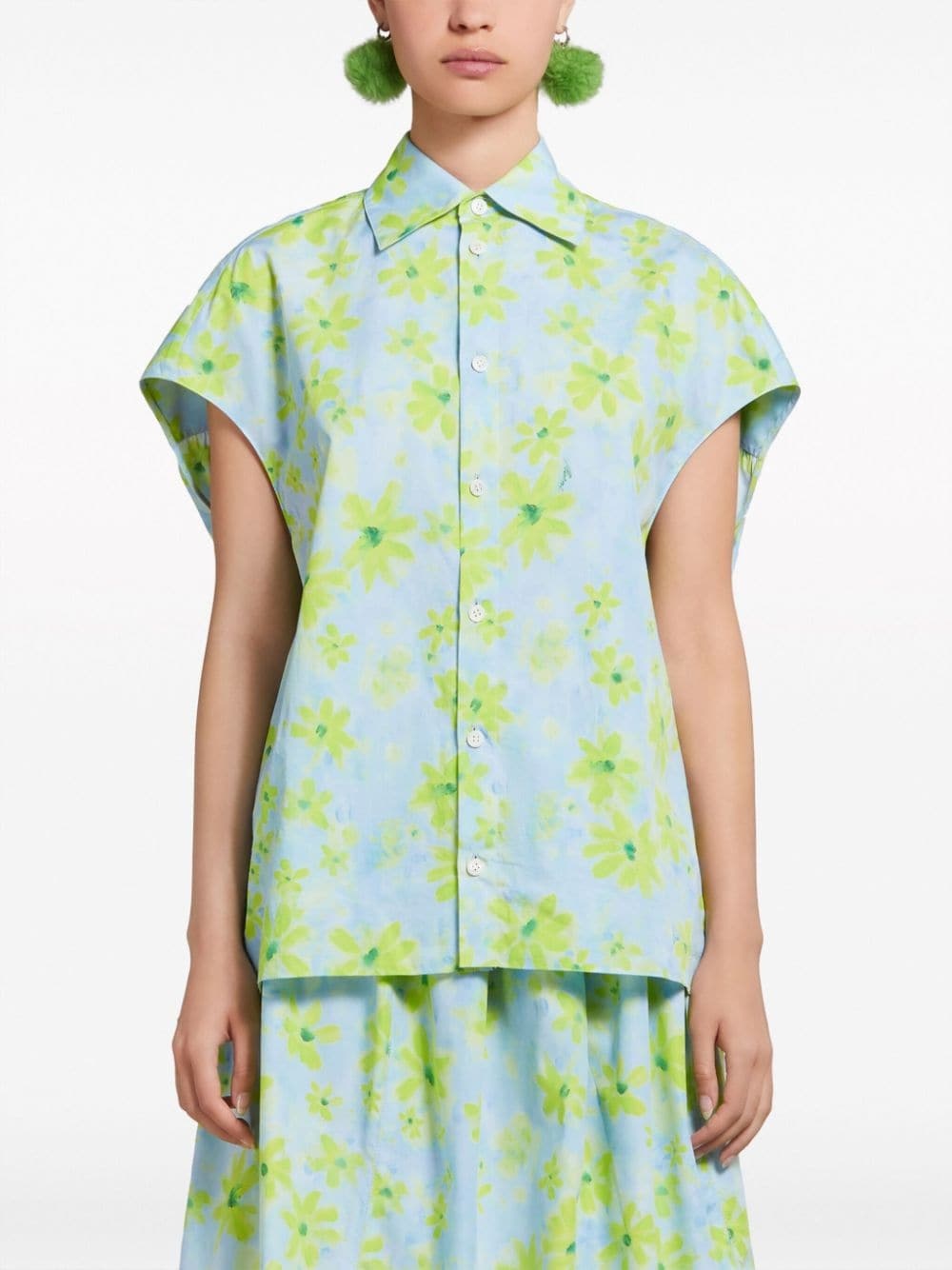 floral-print cotton shirt - 3