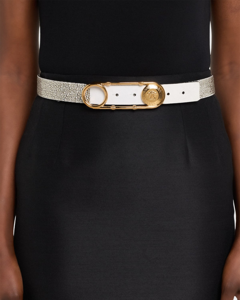 VERSACE Crystal Safety Pin Leather Belt outlook